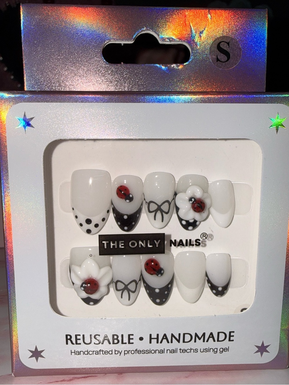 The Only Nails French Tip Press-On Nails with Ladybug and Flower Accents - Picture 3 of 6